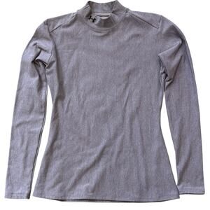 Under Armour Coldgear Fitted Compression Mock Neck Shirt YOUTH Large Gray